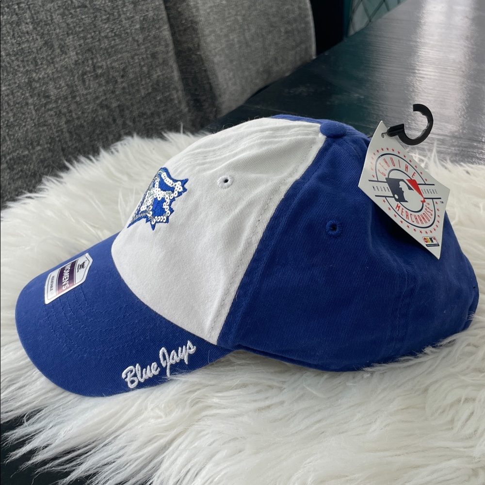 NWT Blue Jays blue white Sequin Logo adjustable cap hat - Picture 2 of 13